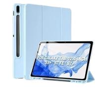Funda con Soporte Tir-Fold Adecuada for Samsung Galaxy Tab S10 Plus 12,4 "SM-X820 /X826B 2024 Parte Trasera de Silicona Suave con Soporte for bolígrafo(Sky Blue)