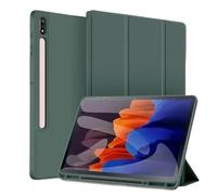 Funda con Soporte Tir-Fold Adecuada for Samsung Galaxy Tab S10 Plus 12,4 "SM-X820 /X826B 2024 Parte Trasera de Silicona Suave con Soporte for bolígrafo(Dark Green)