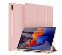 Funda con Soporte Tir-Fold Adecuada for Samsung Galaxy Tab S10 Plus 12,4 "SM-X820 /X826B 2024 Parte Trasera de Silicona Suave con Soporte for bolígrafo(Pink)