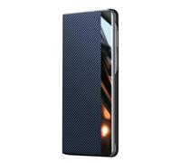 Funda con tapa para Samsung Galaxy Z Fold 7, fina y lujosa funda de teléfono móvil de negocios magnética con patrón de fibra de carbono con ranuras para tarjetas, azul, Z Fold 7