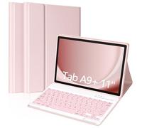 Funda con teclado Bluetooth para Samsung Galaxy Tab A9+/A9 Plus de 11 pulgadas 2023 (SM-X210/X216/X218), teclado desmontable inalámbrico delgado con funda de encendido y apagado automático (rosa, 11