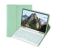 Funda con Teclado de Teclas Redondas para iPad Air de 11 Pulgadas (M2 2024/M3 2025/M4 2026), Funda Protectora Resistente Soporte Ajustable,Teclado Silencioso con Mecánica de Tijera(Green)