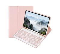 Funda con Teclado de Teclas Redondas para iPad Air de 11 Pulgadas (M2 2024/M3 2025/M4 2026), Funda Protectora Resistente Soporte Ajustable,Teclado Silencioso con Mecánica de Tijera(Pink)