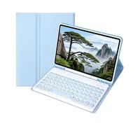 Funda con Teclado de Teclas Redondas para iPad Air de 11 Pulgadas (M2 2024/M3 2025/M4 2026), Funda Protectora Resistente Soporte Ajustable,Teclado Silencioso con Mecánica de Tijera(Blue)