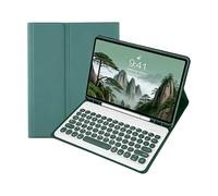 Funda con Teclado de Teclas Redondas para iPad Air de 11 Pulgadas (M2 2024/M3 2025/M4 2026), Funda Protectora Resistente Soporte Ajustable,Teclado Silencioso con Mecánica de Tijera(Turquoise)