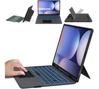 Funda con Teclado Español Ñ para 14,6" Samsung Galaxy Tab S10 Ultra/S9 Ultra/S8 Ultra: Retroiluminación de 7 colores + panel multitáctil - Teclado extraíble con función de apagado/encendido automático