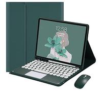Funda con Teclado Español Ñ para iPad 6ª/5ª generación 2018 2017, Air 2/Air 1, Pro 9.7 pulgadas, trackpad multitáctil, teclado inalámbrico magnético desmontable con soporte para lápices,Dark green