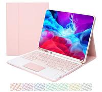 Funda con Teclado Español para iPad 10th Generation 2022 & 11th (A16, 2025) Pulgadas con Touchpad, Carcasa PU Delgada con 7 Colores Retroiluminados Teclado Bluetooth Inalámbrico Magnético (Pink)