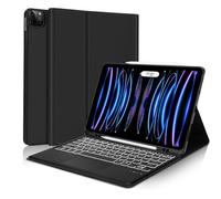 Funda con Teclado Español para iPad 10th Generation 2022 & 11th (A16, 2025) Pulgadas con Touchpad, Carcasa PU Delgada con 7 Colores Retroiluminados Teclado Bluetooth Inalámbrico Magnético (Negro)