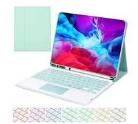Funda con Teclado Español para iPad 10th Generation 2022 & 11th (A16, 2025) Pulgadas con Touchpad, Carcasa PU Delgada con 7 Colores Retroiluminados Teclado Bluetooth Inalámbrico Magnético (Green)