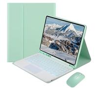 Funda con Teclado para iPad 6.ª generación (2018) y 5.ª generación (2017), 9,7 Pulgadas, Teclado táctil inalámbrico extraíble con retroiluminación de 7 Colores para iPad Air 2/1, Pro 9,7