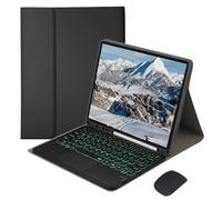 Funda con Teclado para iPad 6.ª generación (2018) y 5.ª generación (2017), 9,7 Pulgadas, Teclado táctil inalámbrico extraíble con retroiluminación de 7 Colores para iPad Air 2/1, Pro 9,7
