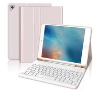 Funda con Teclado para iPad 6a Generación 9.7", Teclado Bluetooth Desmontable con Funda y Portalápices para iPad 6a Gen 2018/5a Gen 2017/iPad Pro 9.7 2016/iPad Air 2 2014y iPad Air 1 2013, Rosa