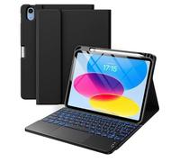 Funda con Teclado para iPad 9,7 Pulgadas 2018 (6.ª) 2017 (5.ª) Pro 9,7 Pulgadas Air 2/1, retroiluminada en 7 Colores, con trackpad múltiple, Funda con Teclado Desmontable y Soporte para lápiz
