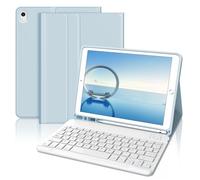 Funda con Teclado para iPad 9a Generación 10.2", Teclado Bluetooth Desmontable con Funda y Portalápices para iPad 9a Gen 2021/8a Gen 2020/7a Gen 2019/iPad Pro 10.5 2017 y iPad Air 3 2019, Azul Claro