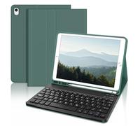 Funda con Teclado para iPad 9a Generación 10.2", Teclado Bluetooth Desmontable con Funda y Portalápices para iPad 9a Gen 2021/8a Gen 2020/7a Gen 2019/iPad Pro 10.5 2017 y iPad Air 3 2019, Verde Oscuro