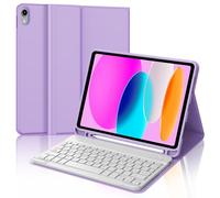 Funda con Teclado para iPad A16 11ª Generación 2025/10ª Generación 2022, Teclado Bluetooth Inalámbrico, Funda Delgada con Ranura para Bolígrafo para iPad 11ª/10ª Gen 10.9/11 Pulgadas, Púrpura Ligera