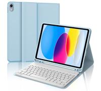 Funda con Teclado para iPad A16 11ª Generación 2025/10ª Generación 2022, Teclado Bluetooth Inalámbrico, Funda Delgada con Ranura para Bolígrafo para iPad 11ª/10ª Gen 10.9/11 Pulgadas, Azul Claro