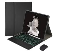 Funda con Teclado para iPad Air 11 Pulgadas 2024 2025 y 2026 M2 M3 y M4 Teclado inalámbrico Desmontable con retroiluminación 7 Colores y ratón inalámbrico(Black)