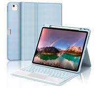 Funda con Teclado para iPad Air 13" 2024/2025, Teclado Bluetooth Magnético Retroiluminado de 7 colores con Smart Touchpad y Ranura para Lápiz,Compatible con iPad PRo 12.9" 2018-2022, Azul Claro