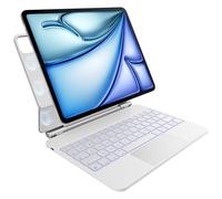 Funda con teclado para iPad Air de 13 pulgadas M2 2024 y iPad Pro de 12,9 pulgadas (6ª, 5ª, 4ª, 3ª Generación), retroiluminación en 7 colores, panel táctil multitoque, diseño magnético flotante,Blanco