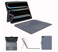 Funda con teclado para iPad Pro13 M4: Bluetooth inalámbrico desmontable soporte magnético teclado recargable con folio delgado compacto extraíble cubierta con trackpad, retroiluminación blanca