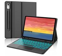 Funda con Teclado para Lenovo Tab P12 12.7" 2023, Teclado Bluetooth Magnético Retroiluminado de 7 colores con Smart Touchpad y Ranura para Lápiz, Compatible con Lenovo Tab P12 12.7" TB370FU, Negro