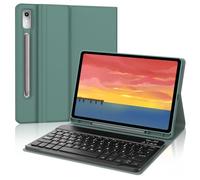 Funda con Teclado para Lenovo Tab P12 12.7" 2023, Teclado Español Ñ Desmontable Bluetooth y Funda de Diseño Minimalista 360°, Compatible con Lenovo Tab P12 12.7 Pulgadas TB370FU, Verde Oscuro