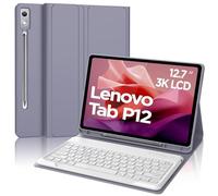 Funda con Teclado para Lenovo Tab P12 12.7" 2023, Teclado Español Ñ Desmontable Bluetooth y Funda de Diseño Minimalista 360°, Compatible con Lenovo Tab P12 12.7 Pulgadas TB370FU, Lavanda Morado