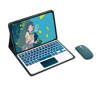 Funda con Teclado para Lenovo Tab P12 de 12,7 Pulgadas TB370FU 2023, Contener Ñ, Retroiluminada En 7 Colores, Teclado Bluetooth Desmontable con Panel Táctil, Ratón Bluetooth,Deep gree
