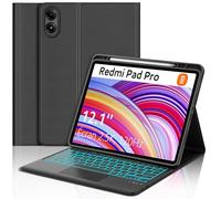 Funda con Teclado para Redmi Pad Pro 12.1" 2024, Teclado Bluetooth magnético retroiluminado de 7 colores con Smart Touchpad, diseño QWERTY en español, compatible con Redmi Pad Pro 12.1 Pulgadas, Negro