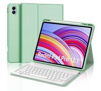 Funda con Teclado para Redmi Pad Pro/Xiaomi Poco Pad 12.1", Teclado Bluetooth Inalámbrico Desmontable con Funda Protectora Delgada para Tablet Xiaomi Redmi Pad Pro/Poco Pad 12.1 Pulgadas, Verde Claro