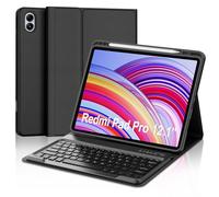 Funda con Teclado para Redmi Pad Pro/Xiaomi Poco Pad 12.1", Teclado Bluetooth Inalámbrico Desmontable con Funda Protectora Delgada para Tablet Xiaomi Redmi Pad Pro/Poco Pad 12.1 Pulgadas, Negro