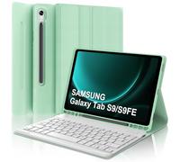 Funda con Teclado para Samsung Galaxy Tab S10 FE/S9 FE 10.9 Pulgadas, Teclado Bluetooth Inalámbrico con Funda Delgado para Samsung Galaxy Tab S10 FE 10.9" 2025/S9 FE 10.9"/S9 11" 2023, Verde Claro