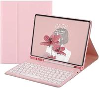 Funda con Teclado para Samsung Galaxy Tab S10 FE/ S9 FE 5G 10.9"/Tab S9 11", Contener Ñ, Teclado Bluetooth Desmontable con portalápices,Rosado