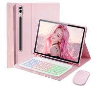 Funda con teclado para Samsung Galaxy Tab S10 Ultra / S9 Ultra / S8 Ultra de 14.6 pulgadas - Teclado magnético desmontable retroiluminado con 7 colores de arcoíris con soporte para bolígrafo S con