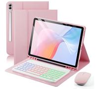 Funda con teclado para Samsung Galaxy Tab S11 Ultra / S10 Ultra / S9 Ultra / S8 Ultra de 14.6 pulgadas - Teclado magnético desmontable retroiluminado con 7 colores de arcoíris con soporte para
