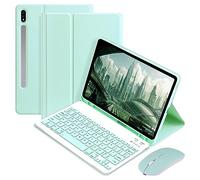 Funda con Teclado para Samsung Galaxy Tab S9 11" 2023, Funda Protectora de pie con Soporte para S Pen, Teclado para Tablet para SM-X710 / para SM-X716B / para SM-X718U (Verde Claro)