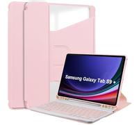 Funda con Teclado para Samsung Galaxy Tab S9 Plus / S9 FE+ De 12,4 Pulgadas 2023 - Cubierta Giratoria De 360° Con Teclado Bluetooth Inalámbrico Desmontable SM-X810/X816B/X818U SM-X610/X616B,Rosado