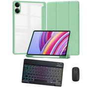 Funda con Teclado para Xiaomi Redmi Pad Pro/Poco Pad de 12,1 Pulgadas 2024 con Soporte para lápiz, activación/suspensión automática y múltiples ángulos de visión, ratón y Teclado Bluetooth