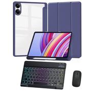 Funda con Teclado para Xiaomi Redmi Pad Pro/Poco Pad de 12,1 Pulgadas 2024 con Soporte para lápiz, activación/suspensión automática y múltiples ángulos de visión, ratón y Teclado Bluetooth