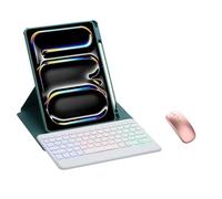 Funda con Teclado para Xiaomi Redmi Pad SE de 11 Pulgadas 2023 con ratón, trackpad multitáctil y retroiluminación de 7 Colores, Funda con Teclado Delgado y Soporte para lápiz(Green)