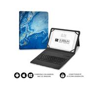 Funda con teclado subblim keytab pro bluetooth para tablets de 9'-11'/ marmol azul