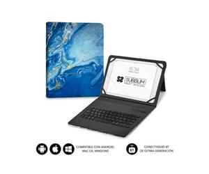 Funda con teclado subblim keytab pro bluetooth para tablets de 9'-11'/ marmol azul (PB6E0028ES)