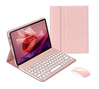 Funda con teclado y ratón compatible con Lenovo Tab P11 (2.ª generación) de 11,5" (TB350FU), teclado inalámbrico desmontable y soporte de PU.