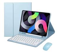 Funda con Teclado y Ratón para Samsung Galaxy Tab A7 10.4" 2020 | Teclado Bluetooth Desmontable con Teclas Redondas, Ratón Inalámbrico y Soporte para Bolígrafo