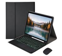 Funda Con Teclado Y Ratón Para Samsung Galaxy Tab S10 FE 2025 10,9 Pulgadas | SM-X520 SM-X526B Español Inglés QWERTY Bluetooth Teclas Redondas Luz De 7 Colores Cambiantes Touchpad Extraíble PU Portalápiz