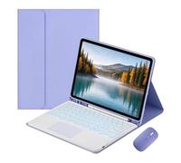 Funda Con Teclado Y Ratón Para Samsung Galaxy Tab S10 FE 2025 10,9 Pulgadas | SM-X520 SM-X526B Español Inglés QWERTY Bluetooth Teclas Redondas Luz De 7 Colores Cambiantes Touchpad Extraíble PU Portalápiz