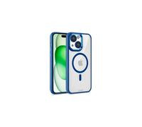 Cool Funda Magnética Transparente con Borde Azul Marino para iPhone 15