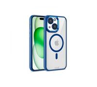 Cool Funda Magnética Transparente con Borde Azul Marino para iPhone 15